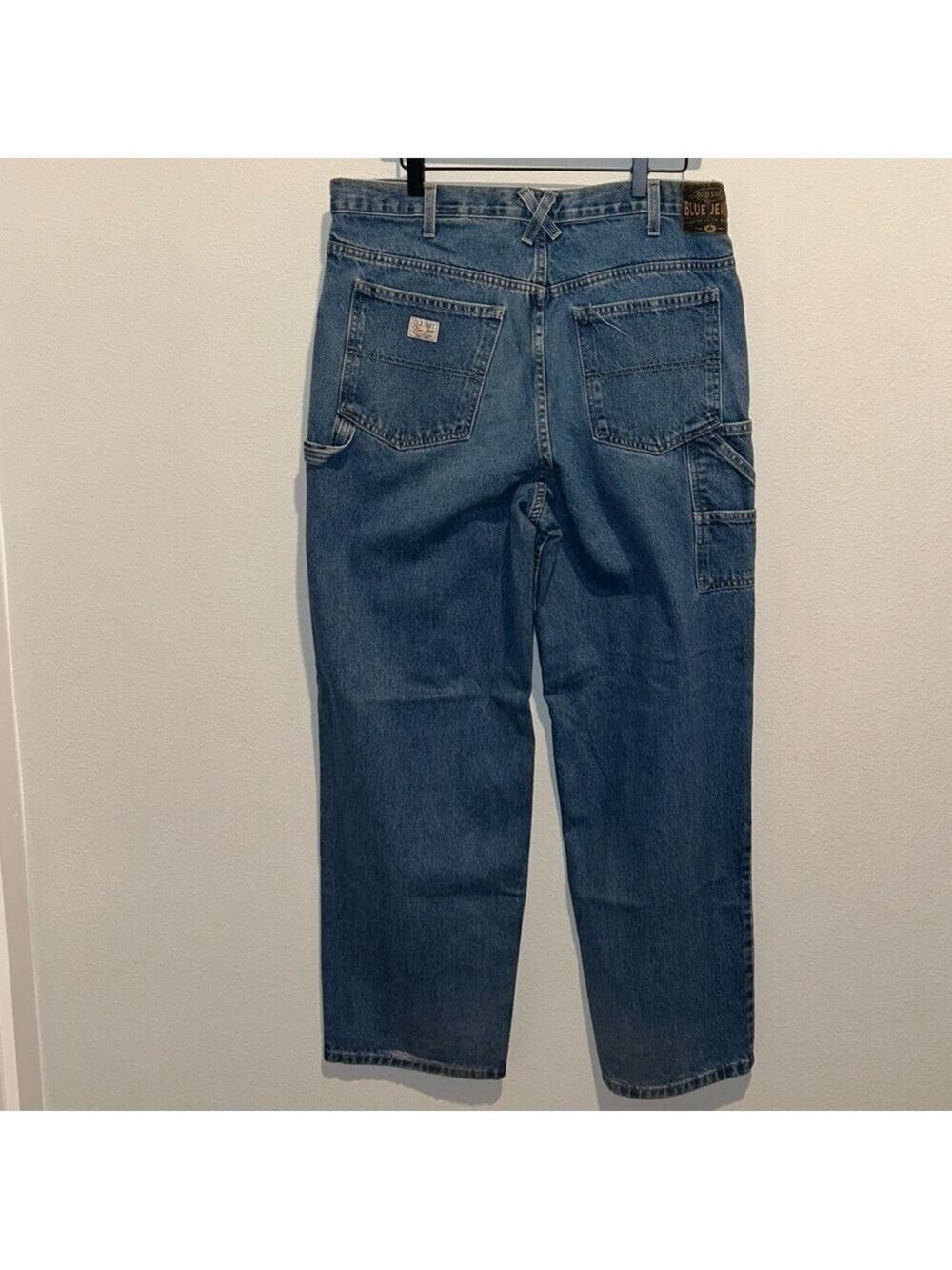 Vintage Old Navy Carpenter Jeans 36x30 Blue Grunge Style Preowned Paint Splatter - Picture 2 of 10